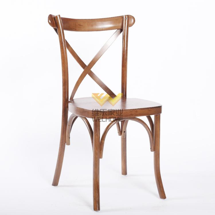 Hotsale solid oak wood cross back chair for wedding rental